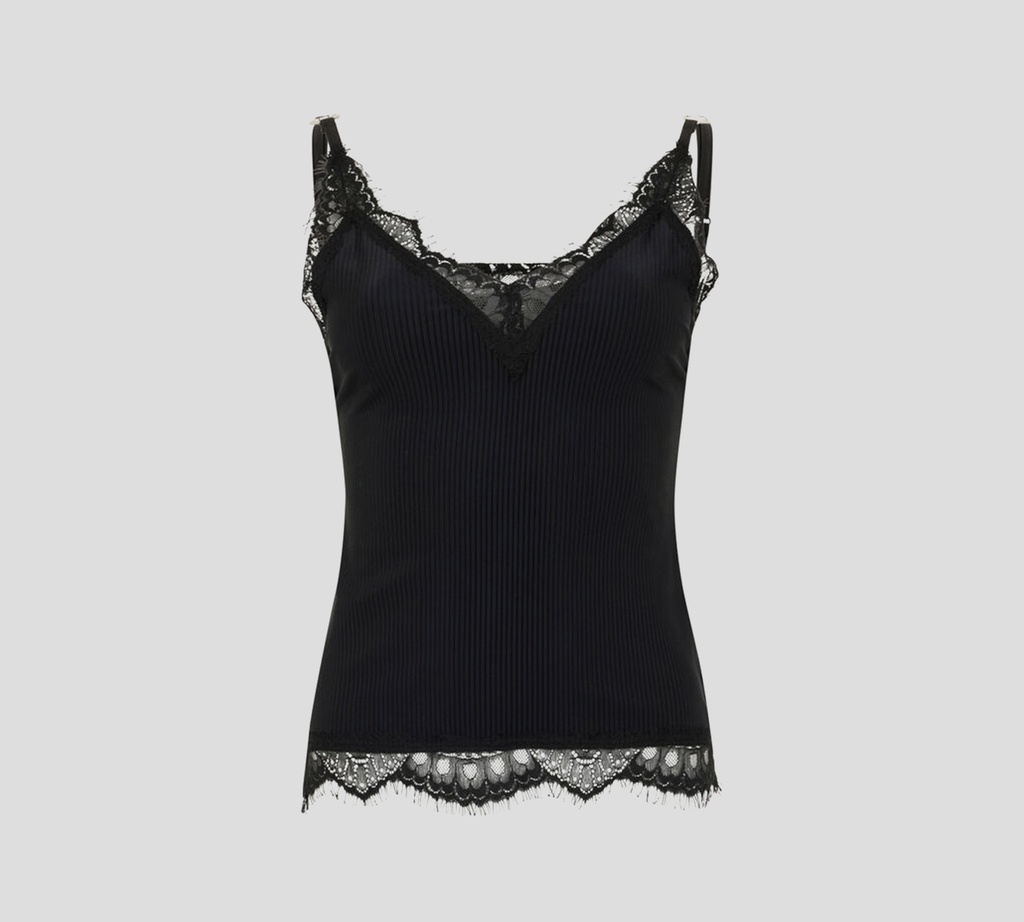 Philipp Plein - TOP NEGRO DE TIRANTES DE CANALÉ CON ENCAJE