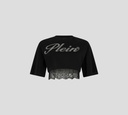 Philipp Plein - TOP NEGRO CON FARALAO DE ENCAJE
