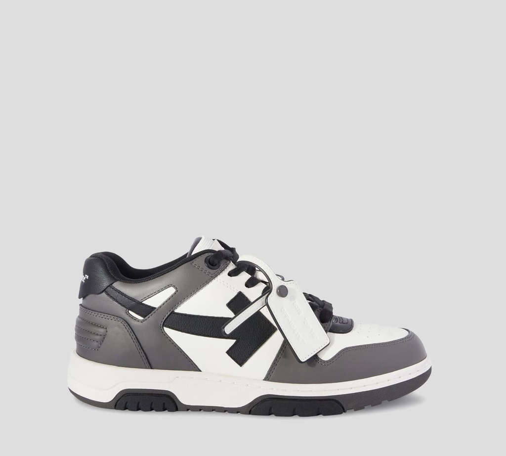 Off White - SNEAKER EN CUERO GRIS CON BLANCO MODELO "OUT OF OFFICE" 