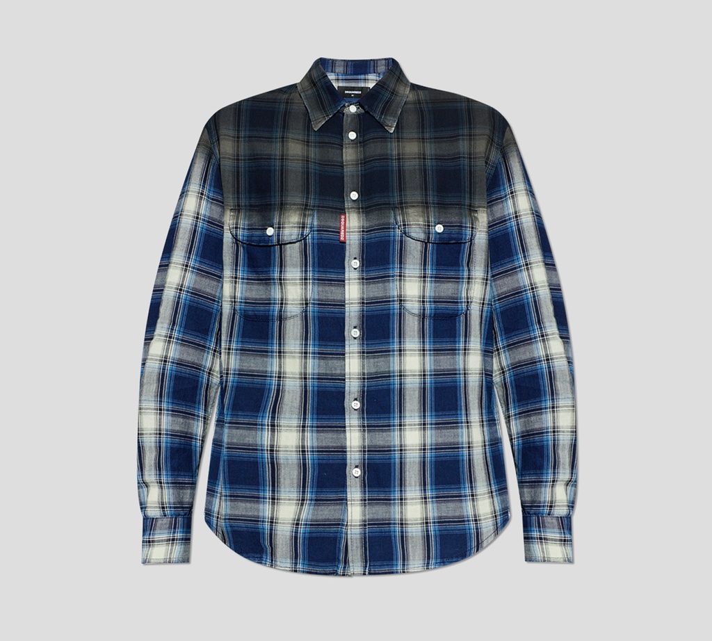 Dsquared2 - CAMISA AZUL DE CUADROS MANGA LARGA
