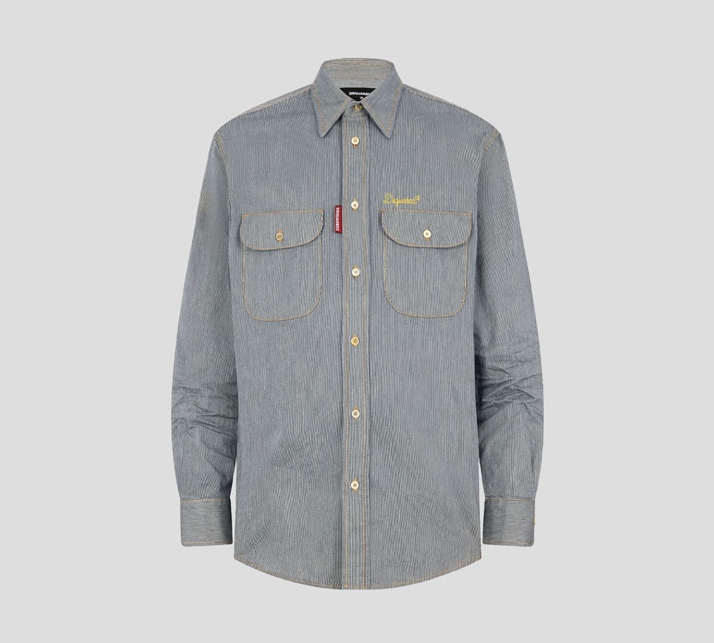 Dsquared2 - CAMISA MANGA LARGA DE RAYAS CON BOLSILLOS FRONTALES