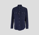 Dsquared2 - CAMISA AZUL OSCURO DE JEAN Y BOTONES BLANCOS