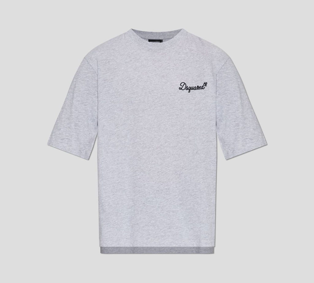 Dsquared2 - FRANELA GRIS CUELLO REDONDO CON LOGO PEQUEÑO BORDADO 