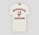Dsquared2 - FRANELA BLANCO HUESO CUELLO REDONDO CON LETRAS VINOTINTO