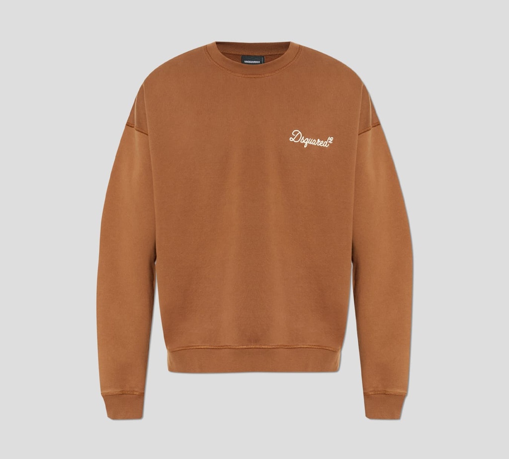 Dsquared2 - SWEATER MARRÓN CON LOGO PEQUEÑO BORDADO
