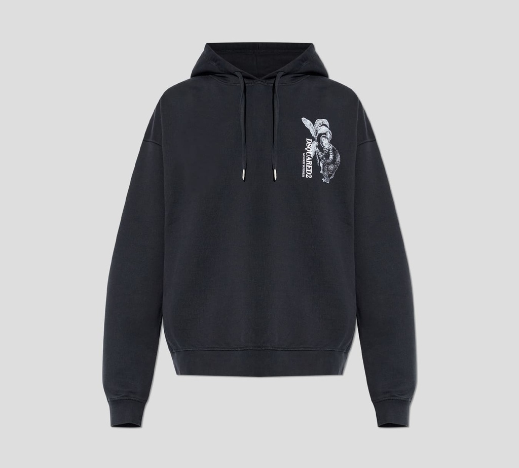 Dsquared2 - HODDIE NEGRO CON ESTAMPADO DE MONO