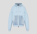 Dsquared2 - HOODIE AZUL CIELO CON BOLSILLOS DE JEAN Y CIERRE FRONTAL