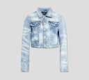 Dsquared2 - CHAQUETA DE JEAN CON ROTOS Y COSTURAS EN BLANCO
