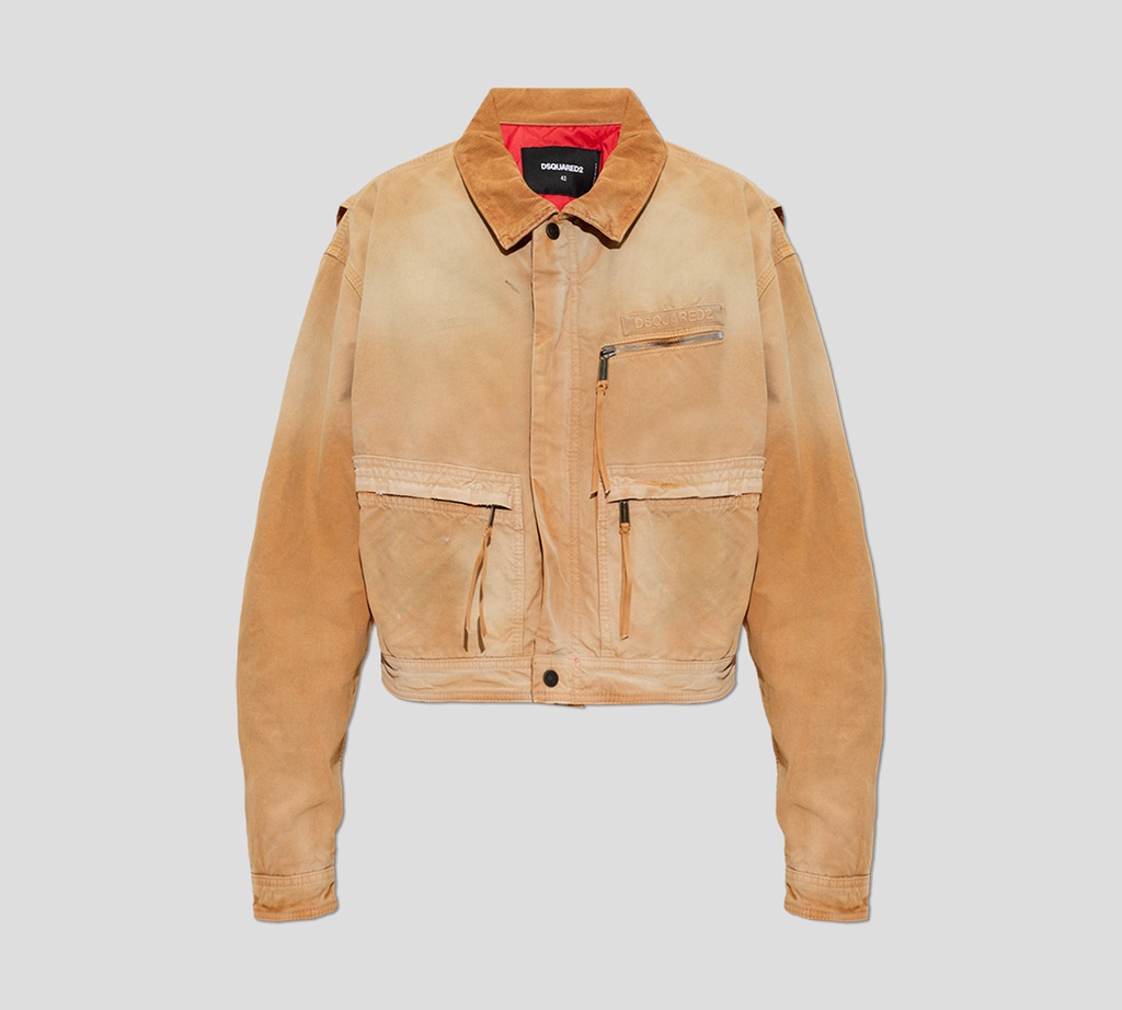Dsquared2 - CHAQUETA CAMEL CON TRIPLE BOLSILLO FRONTAL Y CUELLO DE PANA