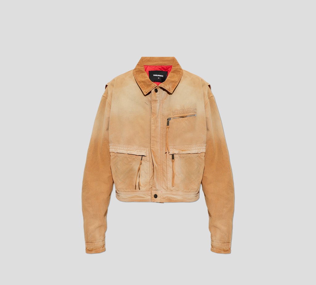 Dsquared2 - CHAQUETA BEIGE DE CUELLO ACANALADO