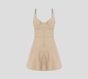 Dsquared2 - VESTIDO CORTO BEIGE CON FALDA PLISADA Y TOP DE BUSTIER
