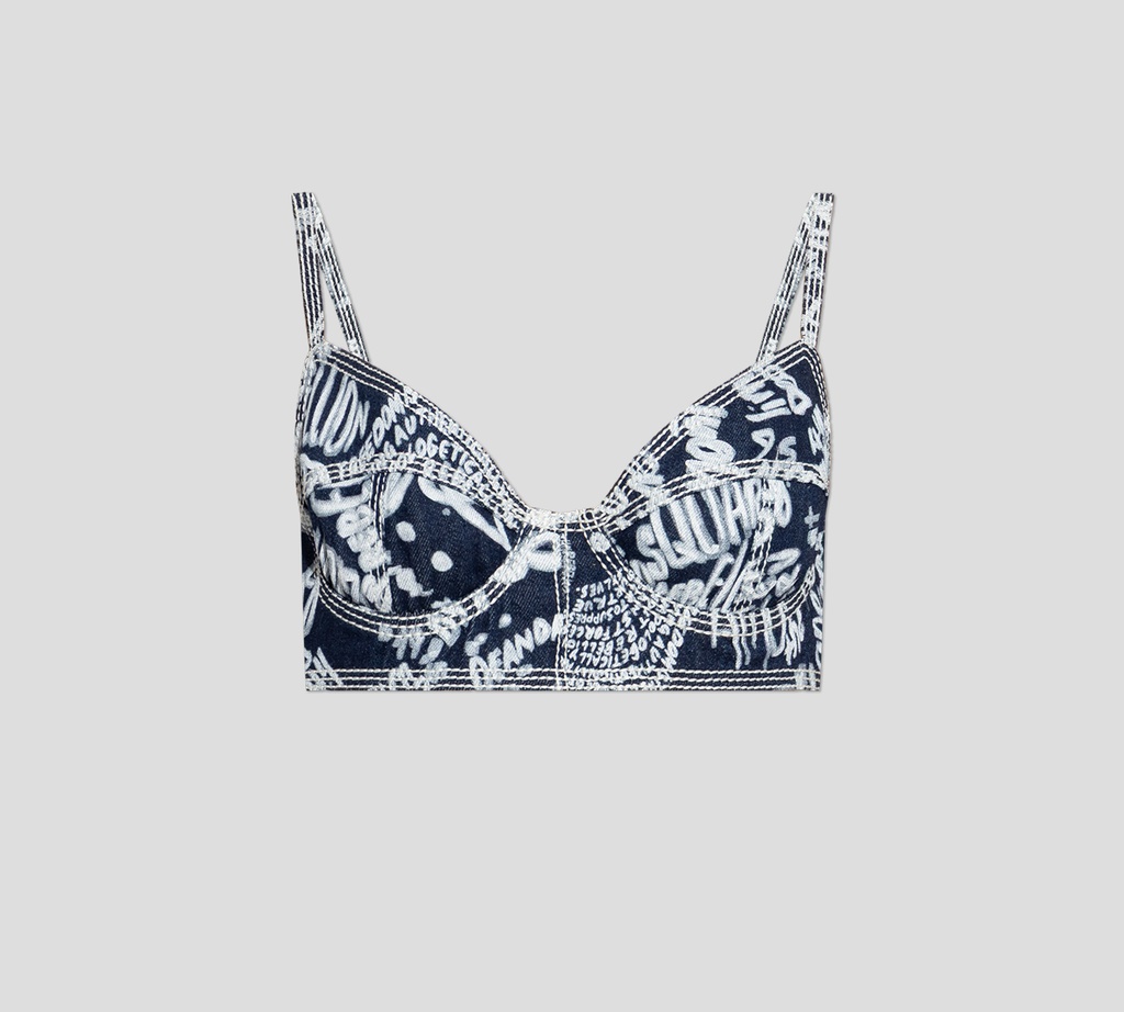 Dsquared2 - TOP DE JEANS AZUL CON LETRAS BANCAS