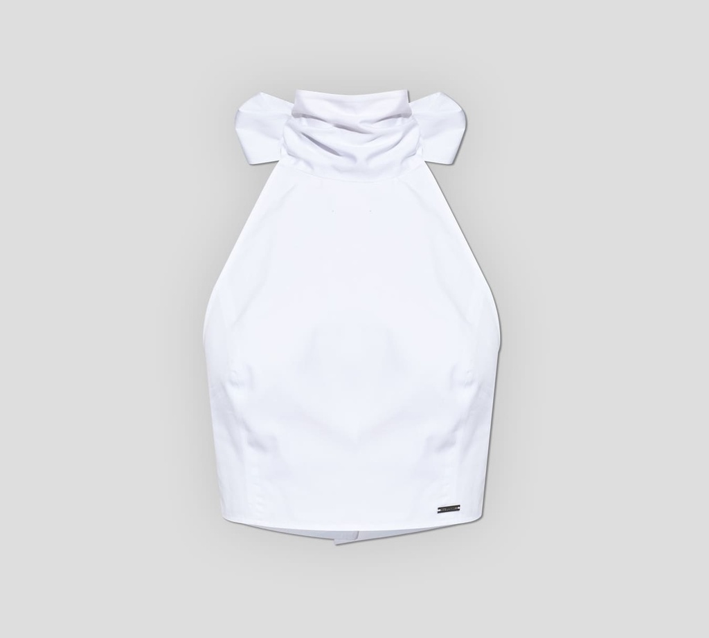 Dsquared2 - BLUSA BLANCA CORTA CON LAZO AL CUELLO