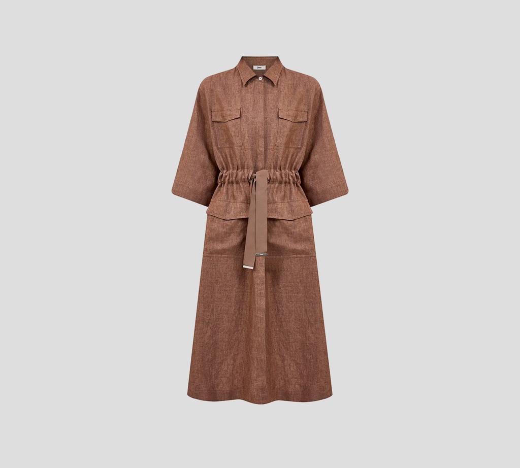 Herno - VESTIDO MARRON DE LINO
