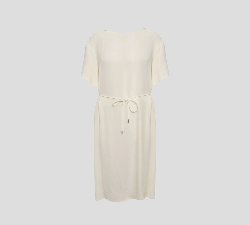 Herno - VESTIDO BLANCO CREMA CON CORDON AJUSTABLE EN CINTURA