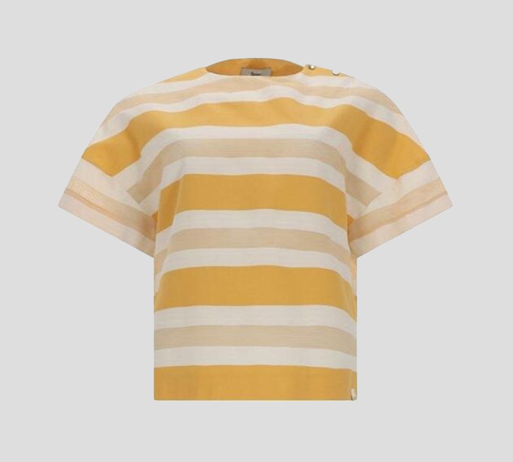 Herno - BLUSA AMARILLA DE LINO ESTAMPADA A RAYAS
