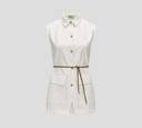 Herno - CAMISA BLANCA SON MANGAS CON CORDON MARRON