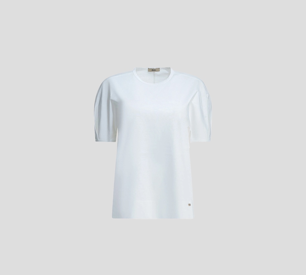 Herno - FRANELA BLANCA CON MANGAS AJUSTADAS