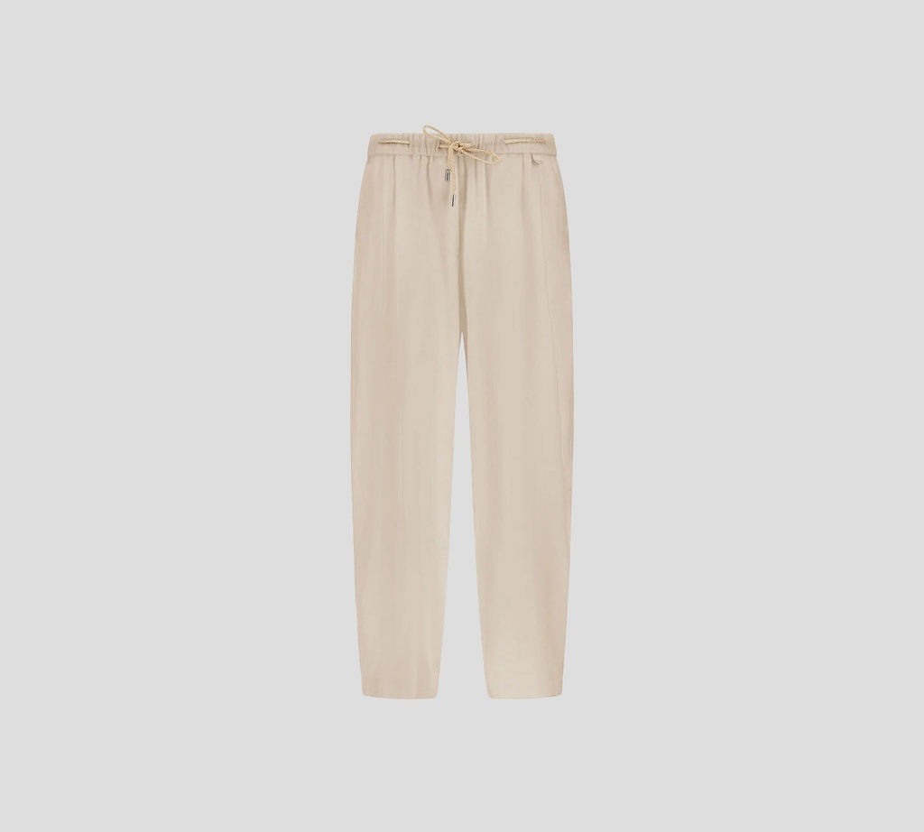 Herno - PANTALON DE LINO BEIGE CON CORDON EN LA CINTURA