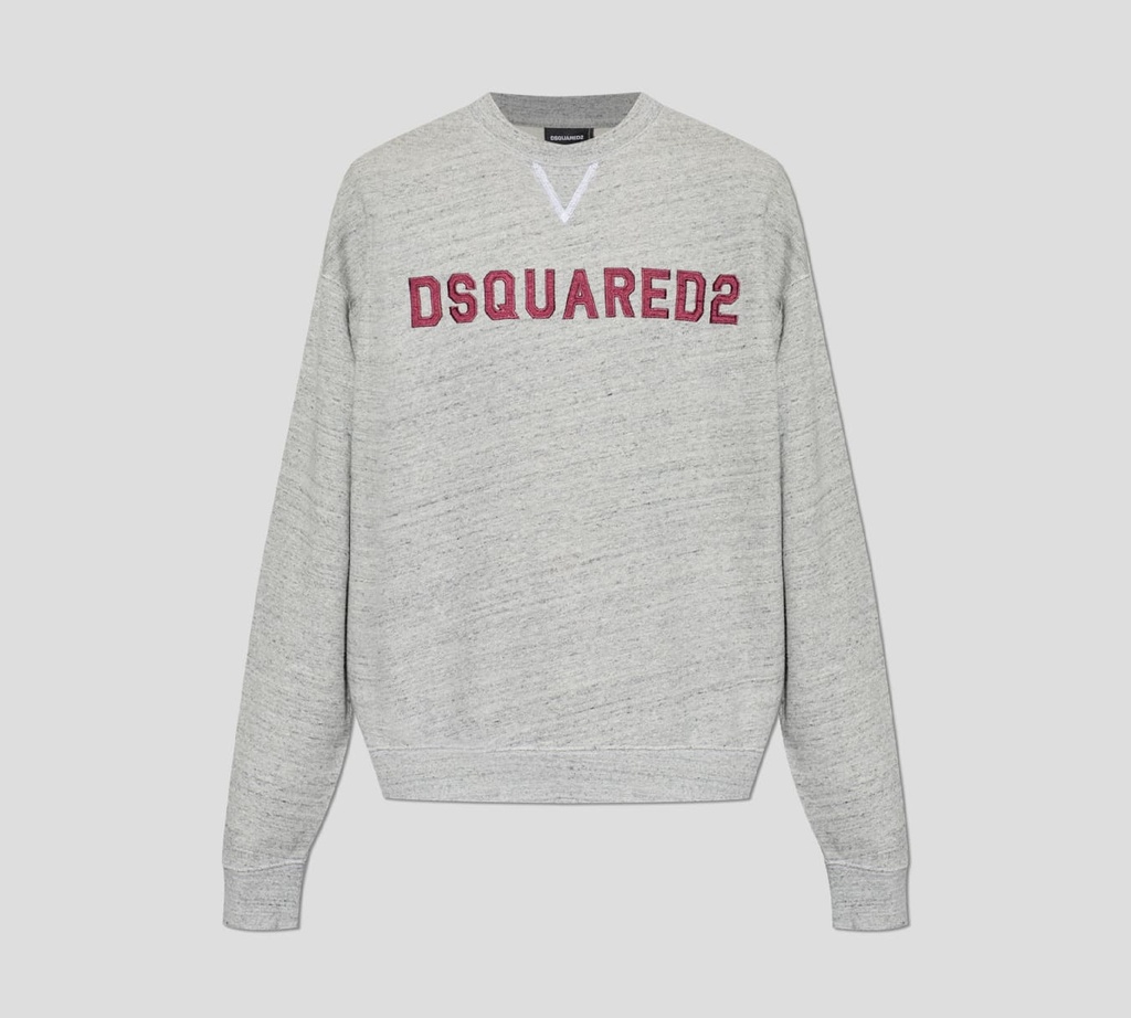 Dsquared2 - SWEATER GRIS CLÁSICO CUELLO REDONDO CON LOGO BORDADO