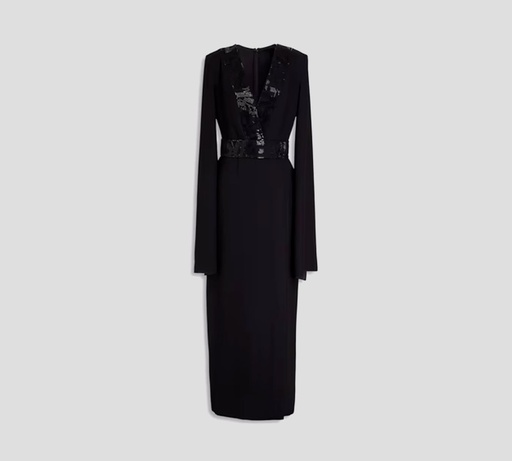 [15408-000219] Elie Saab - VESTIDO DE CREPÉ ADORNADO CON CRISTALES