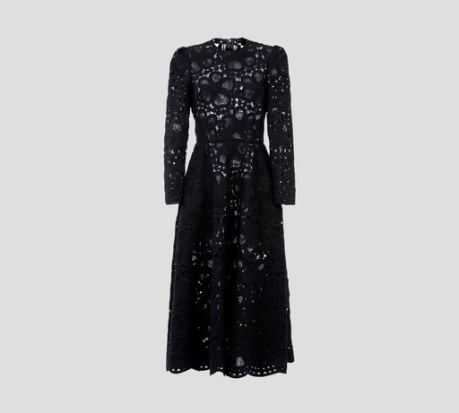 [15604-000219] Elie Saab - VESTIDO DE ENCAJE EN MACRAMÉ DE MEZCLA DE LANA