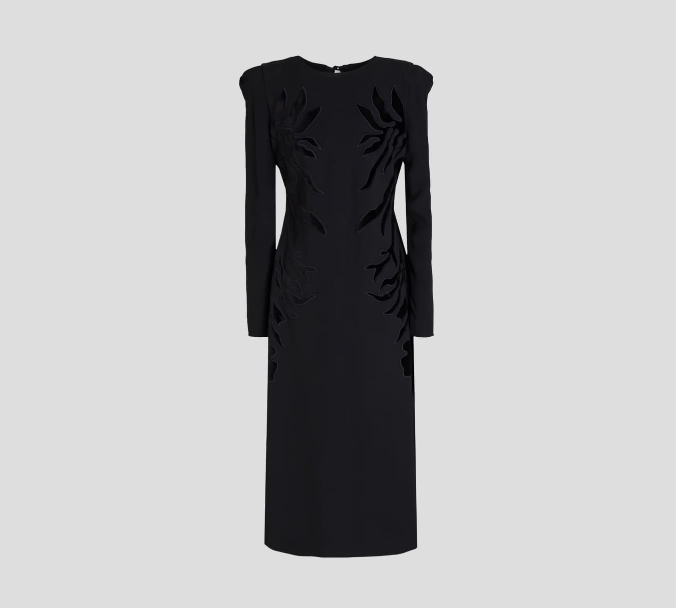 Elie Saab - VESTIDO MIDI EN CREPÉ CON DETALLES EN TERCIOPELO