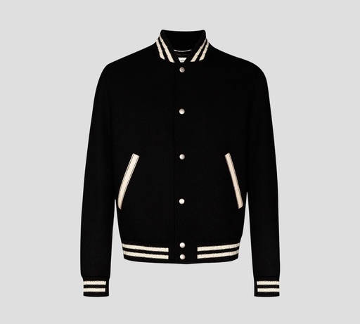 [625918-Y180W1000] Saint Laurent - CHAQUETA COLLEGE CAZADORA CON BOLSILLOS A LOS LADOS