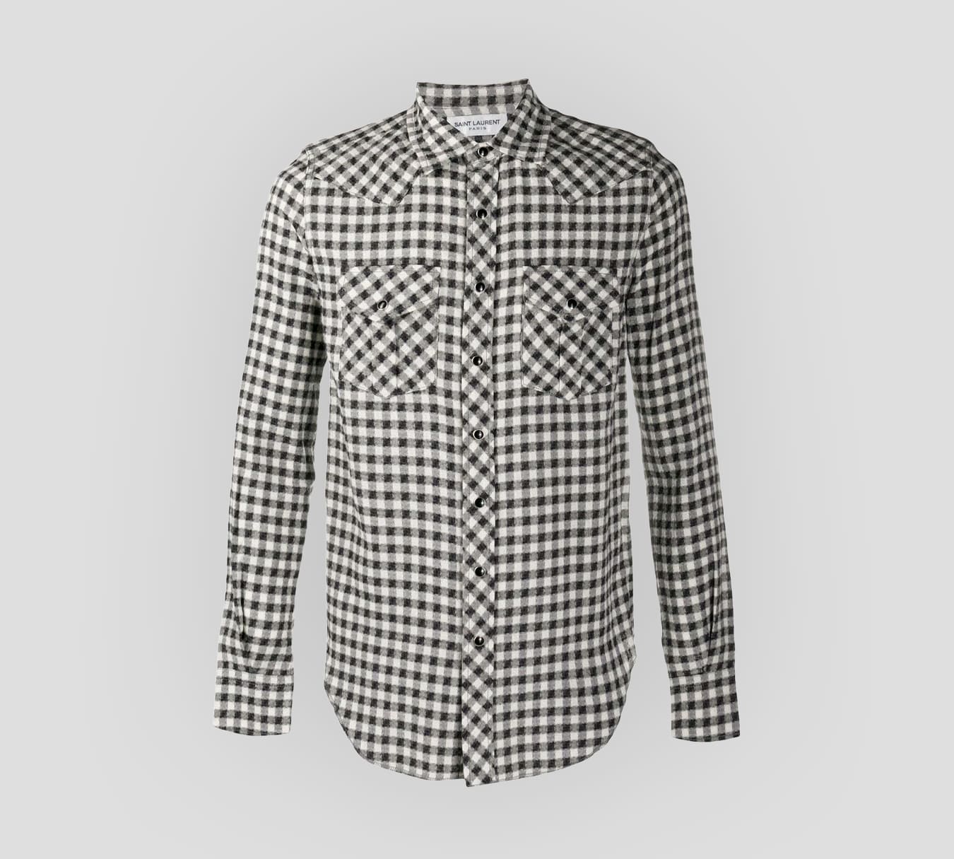Saint Laurent - CAMISA A CUADROS DALLAS WEST CON DOBLE BOLSILLO FRONTAL