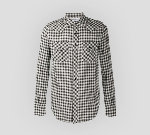 [629925-Y00NA1009] Saint Laurent - CAMISA A CUADROS DALLAS WEST CON DOBLE BOLSILLO FRONTAL