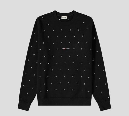 [632422-YBQZ21032] Saint Laurent - SWEATER CUELLO REDONDO REMACHADO CON ARANDELAS