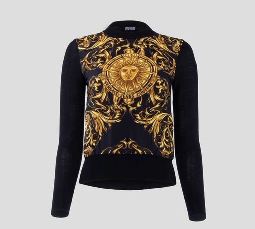 Versace jeans Couture - SWEATER DE PUNTO CON ESTAMPADO GARLAND FRONTAL
