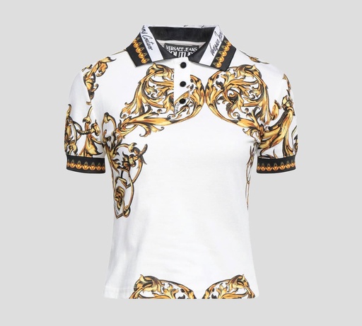 [72HAG620-JS048-G03] Versace Jeans Couture - POLO CON ESTAMPADO GARLAND Y FIRMA VJC SOBRE EL CUELLO