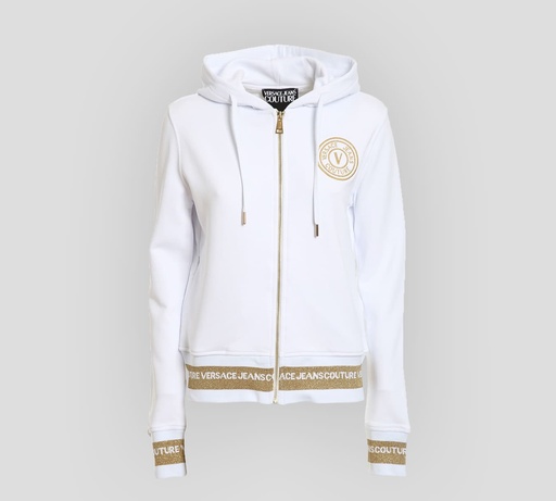 [72HAIT04-CF01T-G03] Versace Jeans Coture - HOODIE CON CIERRE FRONTAL DORADO Y MAXILOGO SOBRE LA ESPALDA