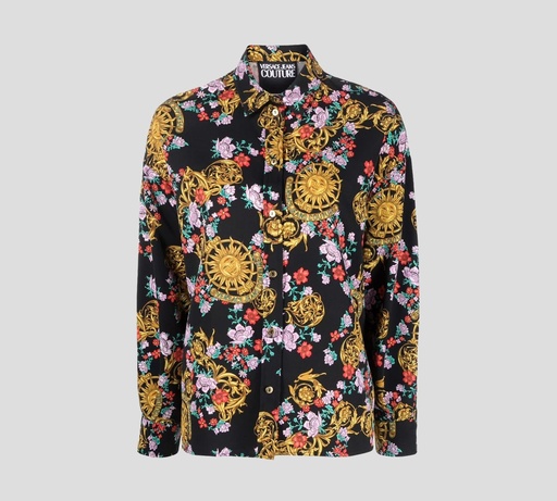 Versace Jeans Coutre - BLUSA MANGA LARGA ABOTONADA AL FRENTE CON ESTAMPADO GARLAND FLOREADO