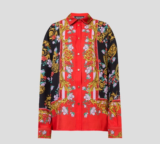 [72HAL2A1-NS107-G53] Versace Jeans Couture - BLUSA BICOLOR CON ESTAMPADO GARLAND FLOREADO