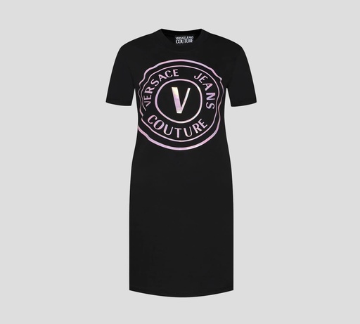 Versace Jeans Couture - VESTIDO DE ALGODÓN MANGA CORTA CON LOGO VJC FRONTAL TORNASOLADO