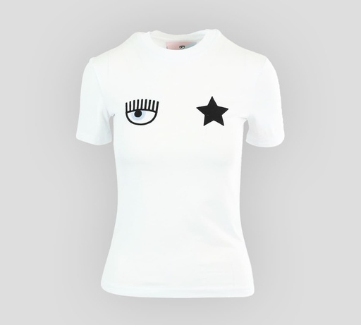 Chiara Ferragni - FRANELA MANGA CORTA CON LOGO DE OJO Y ESTRELLA BORDADOS SOBRE EL PECHO