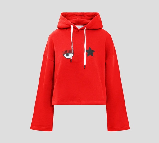 Chiara Ferragni - HOODIE OVERSIZE CORTO CON OJO Y ESTRELLA BORDADOS SOBRE EL PECHO