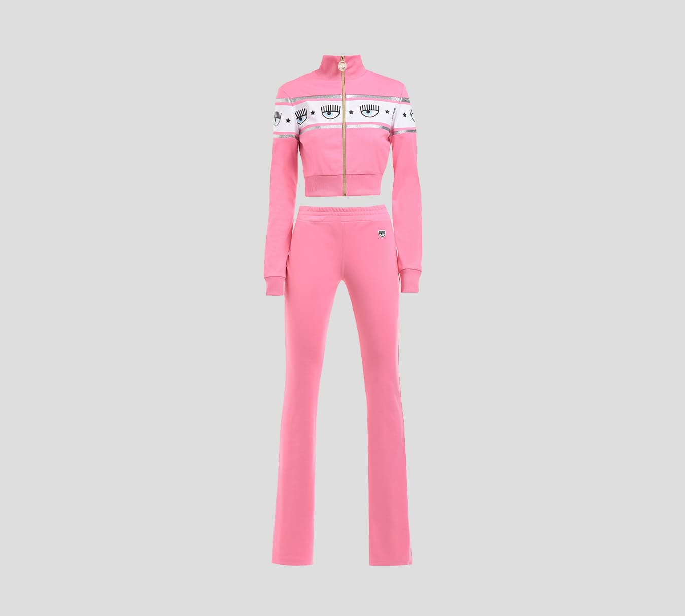 Chiara Ferragni - CONJUNTO DEPORTIVO MAXILOGO DE CHAQUETA CON CUELLO ALTO Y MONO DE BOTA ACAMPANADA