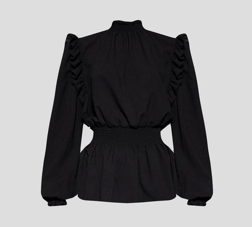 Versace Jeans Couture - BLUSA MANGA LARGA DE CREPÉ CON ELÁSTICOS EN CINTURA Y PUÑOS