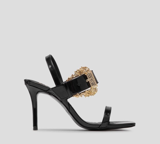 Versace Jeans Couture - SANDALIAS PUNTA CUADRADA CON AMARRE AL TALÓN Y HEBILLA DORADA LATERAL