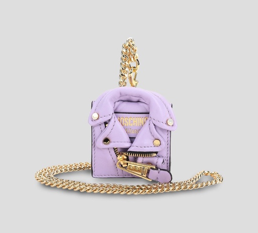 [7A7733-8002-0247] Moschino - MONEDERO "BIKER" MINI CON CADENA DORADA