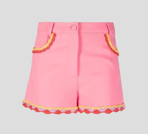 Moschino - SHORT CORTE CLÁSICO CON ADORNO TEJIDO EN CROCHET