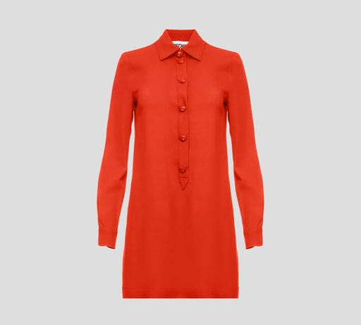 Moschino - VESTIDO DE BLUSÓN, MANGA LARGA CON BOTONES DE OSO