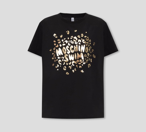 Moschino - FRANELA CUELLO REDONDO CON ESTAMPADO DE ANIMAL PRINT SOBRE EL PECHO