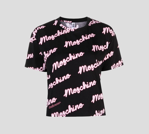 Moschino - FRANELA CUELLO REDONDO CON ESTAMPADO DE LETRAS SCRIPT