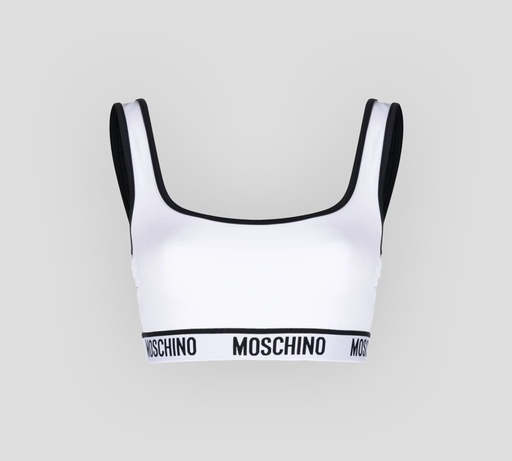 [A0801-9404-1001] Moschino - TOP ÍNTIMO DEPORTIVO "BLACK AND WHITE" CON BANDA ELÁSTICA BAJO EL BUSTO