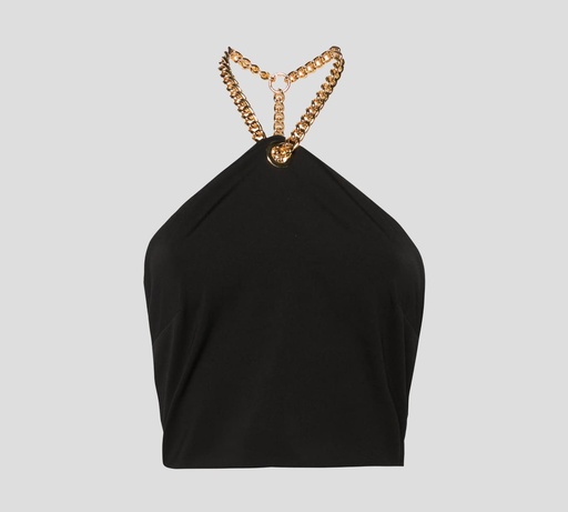 Moschino - TOP DE CORTE TRIÁNGULAR CON CIERRE LATERAL Y CADENA AL CUELLO