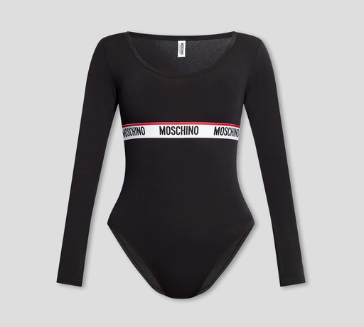 Moschino - BODY MANGA LARGA CON CUELLO REDONDO Y BANDA ELÁSTICA